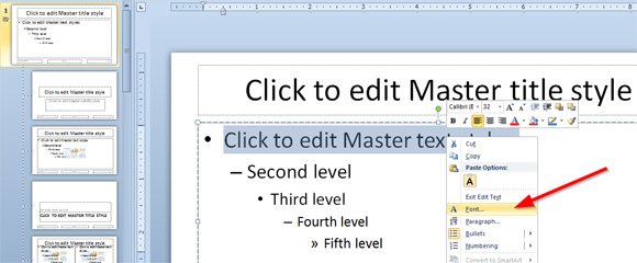 How to set default font in powerpoint mac